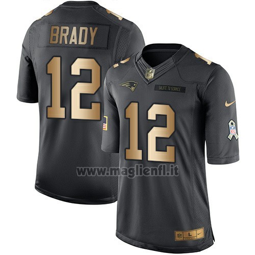 Maglia NFL Gold Anthracite New England Patriots Brady Salute To Service 2016 Nero